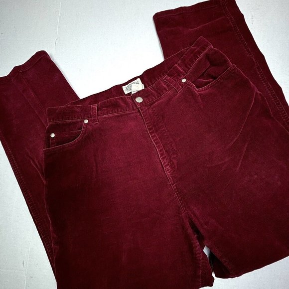 St. John's Bay Pants - St Johns Bay Corduroy Pants‎ Jeans Women’s 14 31x30 Straight High Crimson EUC